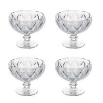 Jogo 4 Taças de Sobremesa Coquetel Drinks Diamond Diamante Clear Class 310ml
