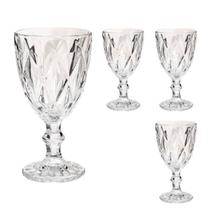 Jogo 4 Taças Diamond Vidro Transparente 340ml Água Vinho Jogo 4 Taças Diamond Vidro Transparente 340ml Água Vinho