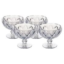 Jogo 4 Taças Sobremesas Vidro 335 ML Diamante Transparentes Jogo 4 Taças Sobremesas Vidro 335 ML Diamante Transparentes