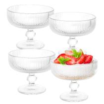 Jogo 4 Taças Tigela Sobremesa Vidro Sorvete Doces Canelada Bulk Versalhes 320ml Jogo 4 Taças Tigela Sobremesa Vidro Sorvete Doces Canelada Bulk Versalhes 320ml