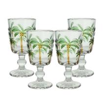 Jogo 4 Taças Tropical Palm Tree Coqueiro para Água Vidro 275ML Transparente Lyor Jogo 4 Taças Tropical Palm Tree Coqueiro para Água Vidro 275ML Transparente Lyor