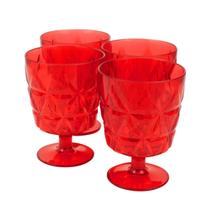 Jogo 4 Taças Vermelhas Acrílico 260ml Jogo 4 Taças Vermelhas Acrílico 260ml