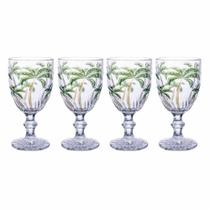 Jogo 4 Taças Vidro Palm Tree Transparente Class Home 310ml