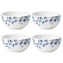 Jogo 4 Tigelas Cerâmica Branca Premium Folhagens Azul Beli Collection 550ml Jogo 4 Tigelas Cerâmica Branca Premium Folhagens Azul Beli Collection 550ml