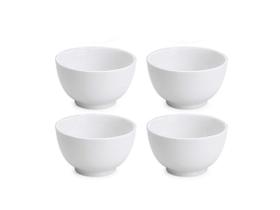 Jogo 4 Tigelas de Porcelana Branca Bowl 390ml Cumbuca Japonesa