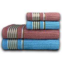 Jogo 4 Toalhas 2 Banho + 2 Rosto Canelada 370gr/m² 100% Algodão Beka