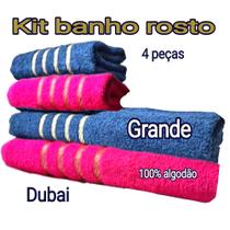 Jogo 4 Toalhas 2 Banho 2 Rosto - Duas Cores Kit Linha dubai treino fit piscina