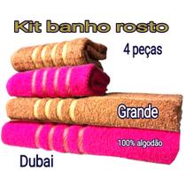 Jogo 4 Toalhas 2 Banho 2 Rosto - Duas Cores Kit Linha dubai treino fit piscina