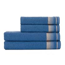 Jogo 4 Toalhas 2 Banho 2 Rosto - Luxo Cor:Azul Jogo 4 Toalhas 2 Banho 2 Rosto - Luxo Cor:Azul