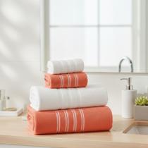 Jogo 4 Toalhas 2 Toalha de Banho 2 Toalhas de Rosto - Duas Cores Kit Linha Onix Jogo 4 Toalhas 2 Toalha de Banho 2 Toalhas de Rosto - Duas Cores Kit Linha Onix