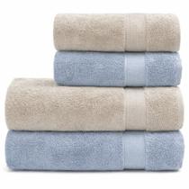 Jogo 4 - toalhas banho e rosto super soft zero twist - bege/azul - corttex