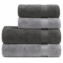 Jogo 4 - toalhas banho e rosto super soft zero twist - chumbo/cinza - corttex Jogo 4 - toalhas banho e rosto super soft zero twist - chumbo/cinza - corttex