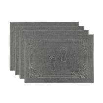 Jogo 4 Toalhas De Piso Tapete Banheiro Atoalhado Cor Cinza Jogo 4 Toalhas De Piso Tapete Banheiro Atoalhado Cor Cinza