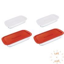 Jogo 4 Travessa Retangular ( 1,6L - 2,9L) Vidro Temperado