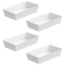 Jogo 4 Travessas 32x17x7cm Fundas Brancas Forma GN 1/3 Coza Plásticas Servir Buffet
