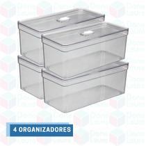 Jogo 4 Un Organizadores Porta Ovos Alto Retangular Com Tampa