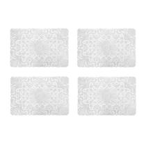 Jogo 4 unidades lugar americano crochet pvc 45x30cm prata Jogo 4 unidades lugar americano crochet pvc 45x30cm prata