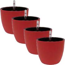 Jogo 4 Vasos Autoirrigável Botanique Redondo Vermelho - Japi