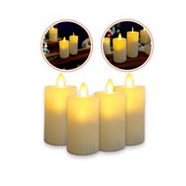 Jogo 4 Velas Led Eletrônica Listrada Pequena Chama Oscilante