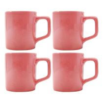 Jogo 4 Xícara Café Expresso Mini Canecas Chá Rosa 80mL Jogo 4 Xícara Café Expresso Mini Canecas Chá Rosa 80mL