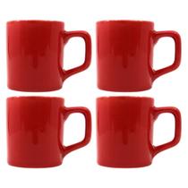 Jogo 4 Xícara Café Expresso Mini Canecas Chá Vermelha 80mL
