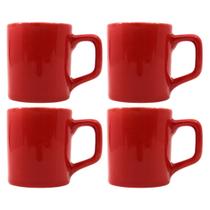 Jogo 4 Xícara Café Expresso Mini Canecas Chá Vermelha 80mL