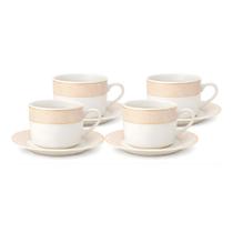 Jogo 4 xicara cha regal porcelana 200ml com pires hauskraft
