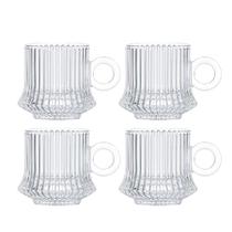 Jogo 4 Xícara de Café Caneca Vidro Robusta Lines 85ml Em Casa Tem