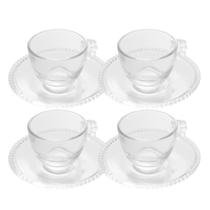Jogo 4 Xícara de Café com Pires Cristal Pearl Wolff Cor Transparente 90ml Jogo 4 Xícara de Café com Pires Cristal Pearl Wolff Cor Transparente 90ml