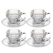 Jogo 4 Xícara de Café de Cristal com Fio de Ouro Império 110ml Wolff