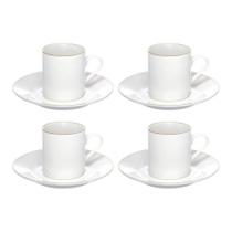 Jogo 4 Xícara De Café Porcelana Borda Dourada Com Pires Royal Premium 90ml Haüskraft