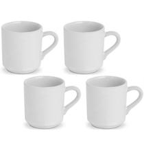 Jogo 4 Xícara De Café Porcelana Branca Lisa 60ML Canequinha