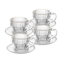 Jogo 4 Xícaras 110ml Café Cristal Borda Dourada Imperatriz Wolff