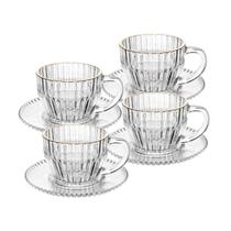 Jogo 4 xícaras 110ml para café de cristal fio de ouro Imperatriz Wolff -20846 Jogo 4 xícaras 110ml para café de cristal fio de ouro Imperatriz Wolff -20846