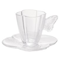 Jogo 4 xícaras 180ml para chá de vidro com pires Butterfly Wolff - 29272