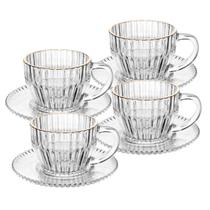 Jogo 4 xícaras 220ml para chá de cristal fio de ouro Imperatriz Wolff - 20844 Jogo 4 xícaras 220ml para chá de cristal fio de ouro Imperatriz Wolff - 20844