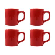 Jogo 4 Xícaras 80mL Café Expresso Vermelho Mini Canecas Chá