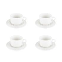 Jogo 4 xícaras 80ml para café de porcelana branco com pires Grace Wolff - 17578