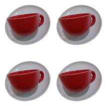 Jogo 4 Xicaras C/ Pires Cores Viva Oxford Porcelana 200ml