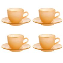Jogo 4 Xícaras Café 85ml Borda Dourada Matte Âmbar Hauskraft Jogo 4 Xícaras Café 85ml Borda Dourada Matte Âmbar Hauskraft