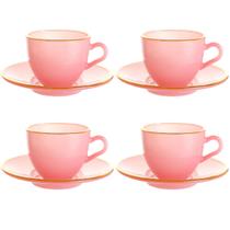 Jogo 4 Xícaras Café 85ml Borda Dourada Matte Rosa Hauskraft Jogo 4 Xícaras Café 85ml Borda Dourada Matte Rosa Hauskraft