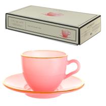 Jogo 4 Xícaras Café 85ml com Pires Linha Matte Rosa Hauskraft Jogo 4 Xícaras Café 85ml com Pires Linha Matte Rosa Hauskraft