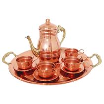 Jogo 4 Xícaras Café/ Chá em Cobre 80ml + Bandeja + Bule