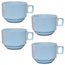 Jogo 4 Xicaras Café/Chá hotel 200ml Empilháveis - Porcelana Branca Jogo 4 Xicaras Café/Chá hotel 200ml Empilháveis - Porcelana Branca