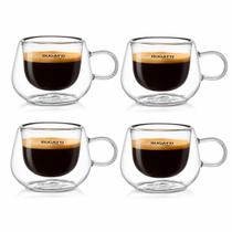 Jogo 4 Xícaras Café Chá Parede Dupla com Alça 100ml Bugatti Jogo 4 Xícaras Café Chá Parede Dupla com Alça 100ml Bugatti