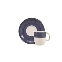 Jogo 4 Xícaras Café Com Pires 70 Ml Pintura À Mão Azul Jogo 4 Xícaras Café Com Pires 70 Ml Pintura À Mão Azul