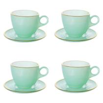 Jogo 4 Xícaras Café Com Pires Cristal Matte 170ml Hauskraft