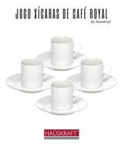 Jogo 4 Xicaras Café Com Pires Royal Porcelana Borda Dourada 90ml - Hauskraft Jogo 4 Xicaras Café Com Pires Royal Porcelana Borda Dourada 90ml - Hauskraft