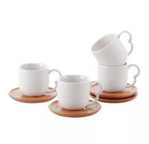 Jogo 4 Xicaras Cafe Oasis Com Pires Em Bambu 90ml Hauskraft