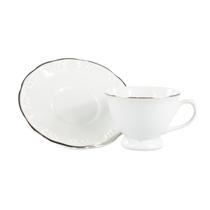 Jogo 4 Xícaras Chá Com Pires 200 Ml Filetado Prata Pomerode Jogo 4 Xícaras Chá Com Pires 200 Ml Filetado Prata Pomerode